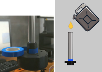Closing the drain holes, rotating the sensor, and filling the tubes with fuel
